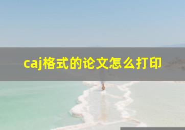 caj格式的论文怎么打印