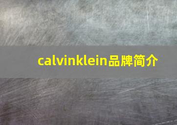 calvinklein品牌简介