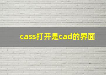 cass打开是cad的界面