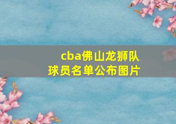 cba佛山龙狮队球员名单公布图片