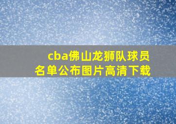 cba佛山龙狮队球员名单公布图片高清下载