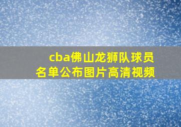 cba佛山龙狮队球员名单公布图片高清视频