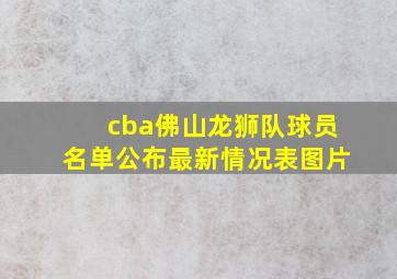 cba佛山龙狮队球员名单公布最新情况表图片