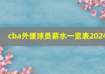 cba外援球员薪水一览表2024