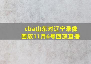 cba山东对辽宁录像回放11月6号回放直播