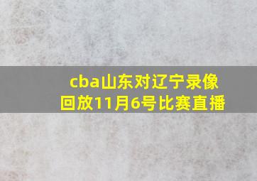 cba山东对辽宁录像回放11月6号比赛直播