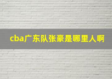 cba广东队张豪是哪里人啊