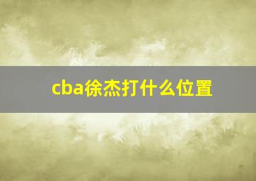 cba徐杰打什么位置