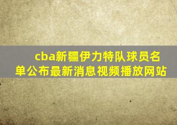 cba新疆伊力特队球员名单公布最新消息视频播放网站