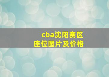 cba沈阳赛区座位图片及价格