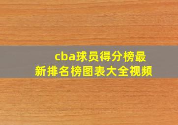 cba球员得分榜最新排名榜图表大全视频