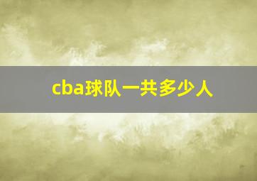 cba球队一共多少人