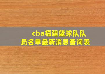 cba福建篮球队队员名单最新消息查询表