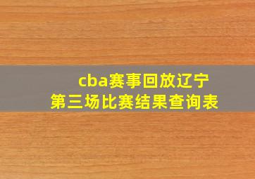 cba赛事回放辽宁第三场比赛结果查询表