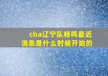 cba辽宁队杨鸣最近消息是什么时候开始的