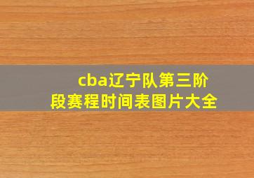 cba辽宁队第三阶段赛程时间表图片大全