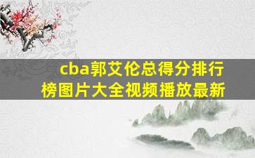 cba郭艾伦总得分排行榜图片大全视频播放最新