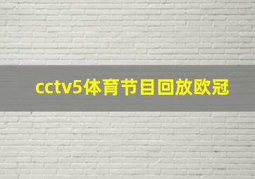 cctv5体育节目回放欧冠