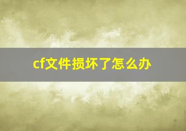 cf文件损坏了怎么办