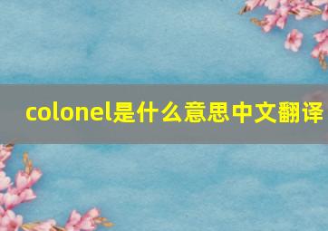 colonel是什么意思中文翻译