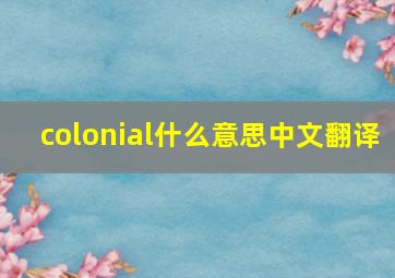 colonial什么意思中文翻译