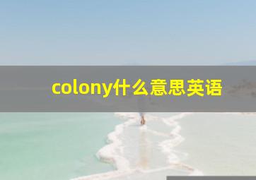 colony什么意思英语