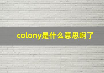 colony是什么意思啊了