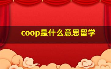 coop是什么意思留学