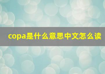 copa是什么意思中文怎么读