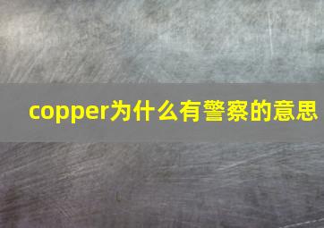 copper为什么有警察的意思