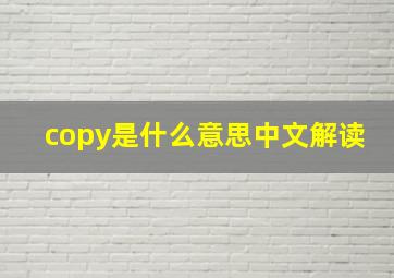 copy是什么意思中文解读