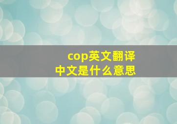 cop英文翻译中文是什么意思