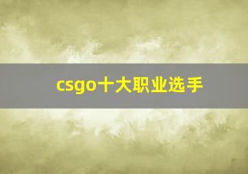 csgo十大职业选手