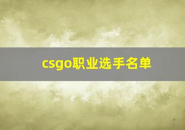 csgo职业选手名单