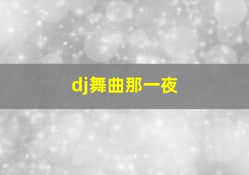 dj舞曲那一夜