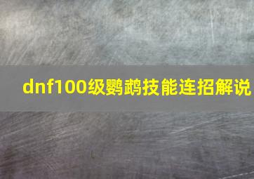 dnf100级鹦鹉技能连招解说