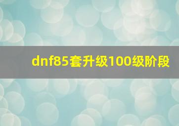 dnf85套升级100级阶段