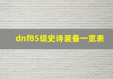 dnf85级史诗装备一览表