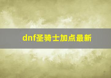 dnf圣骑士加点最新