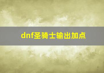 dnf圣骑士输出加点