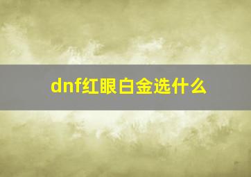 dnf红眼白金选什么