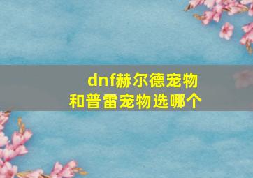 dnf赫尔德宠物和普雷宠物选哪个