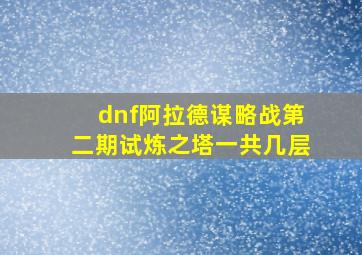 dnf阿拉德谋略战第二期试炼之塔一共几层