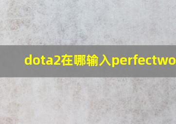 dota2在哪输入perfectworld