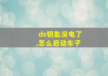 ds钥匙没电了,怎么启动车子