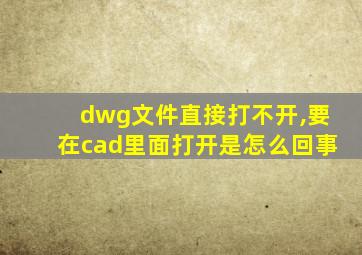 dwg文件直接打不开,要在cad里面打开是怎么回事