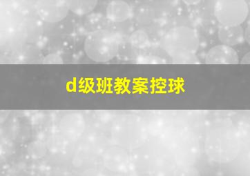 d级班教案控球