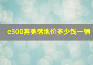 e300奔驰落地价多少钱一辆