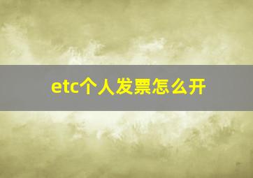 etc个人发票怎么开