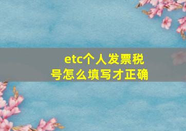 etc个人发票税号怎么填写才正确